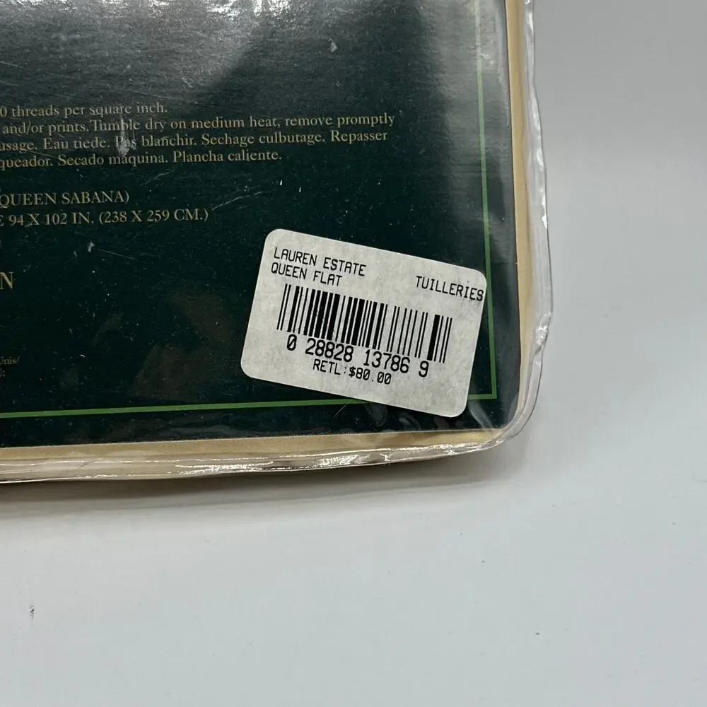 Ralph Lauren Estate Sateen Flat Sheet Queen Tuilleries Yellow NIP 370 TC